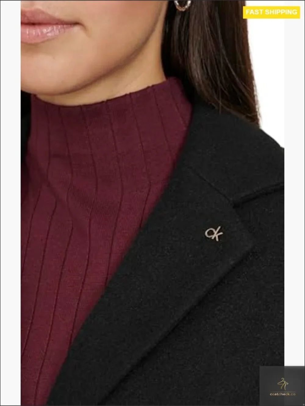Classic Faux Wool Overcoat – Long Button Front Winter Jacket